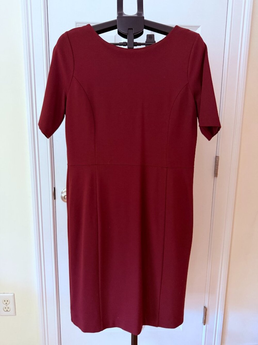 Ann Taylor Burgundy Ponte Sheath Dress